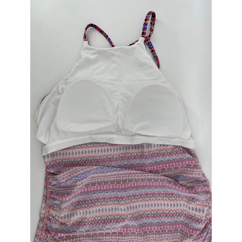 Anne Cole Tankini Swim Top Womens Large Pink Print Padded Halter Ruched Side NWT - Picture 5 of 8